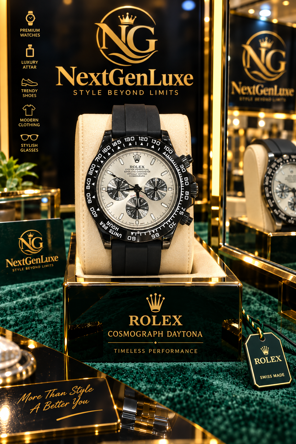 Rolex Style Daytona White Dial