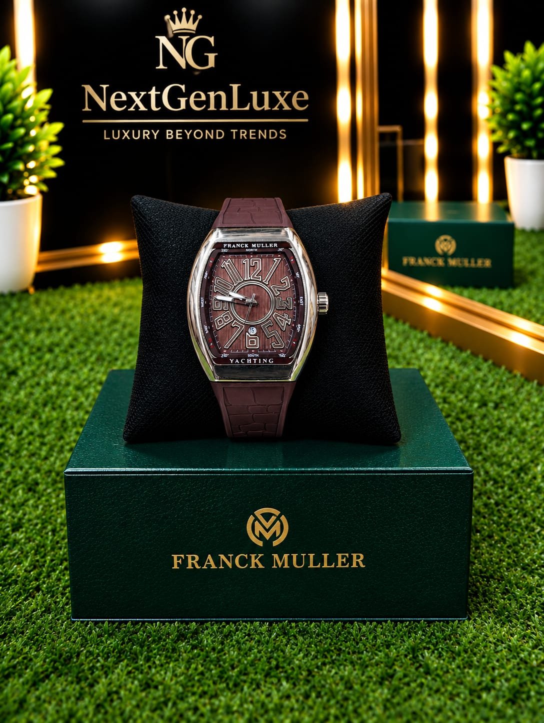 Franck Muller Brown Luxury Watch with Brown Leather Strap