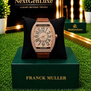 Franck Muller Rose Gold Luxury Watch with Brown Leather Strap