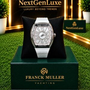 Franck Muller White Luxury Watch with White Leather Strap