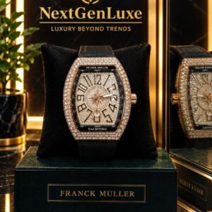 Franck Muller Diamond Luxury Watch with Black Leather Strap