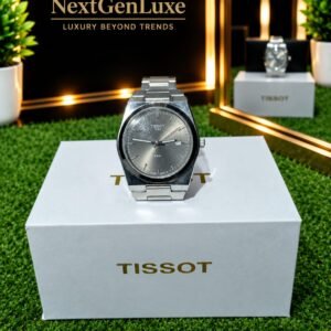 Tissot PRX silver dial men's watch with grey dial and stainless steel bracelet