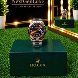 Rolex Silver Diamond Dial Watch for Men
